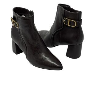 Cole Haan Brown Grand 360 Pointed Toe Block Heel Leather Ankle Boots Size 6B